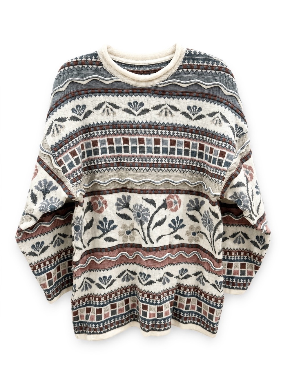 Vintage • Servato 80s/90s Roll Neck Euro Style Knit Natural Fibers Sweate
